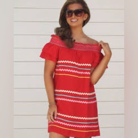 Anthropologie Entro Red and Pink Striped Dress - Picture 1 of 5